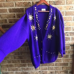 Vintage Beaded Deep Purple Hosanna Cardigan
